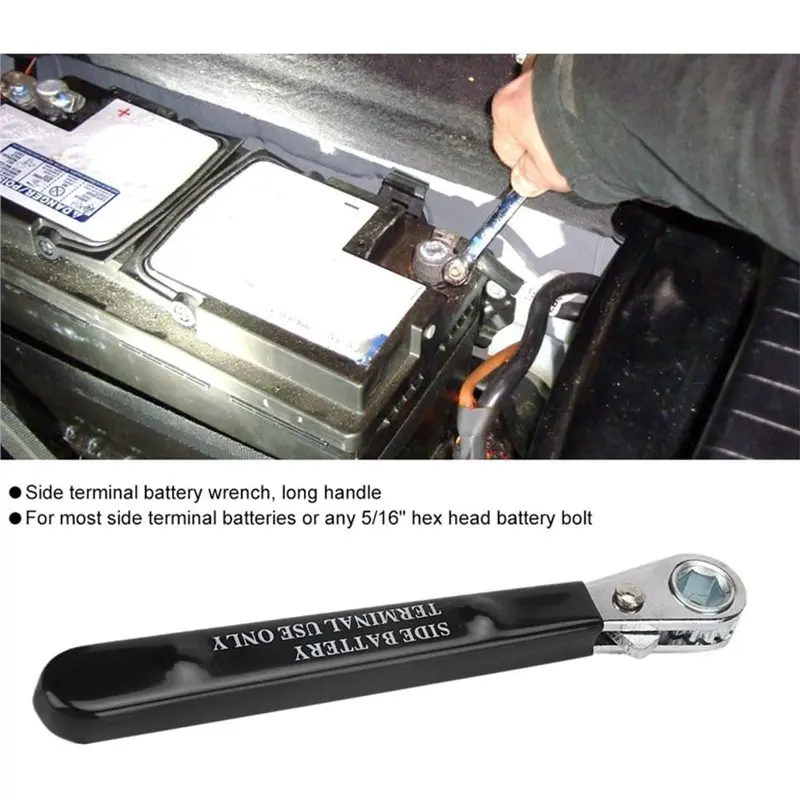 ABRN-For Auto Repair Tool- Point End Insulated Handle Wrench 5/16Inch 8Mm Single Head Side Terminal Battery Ratchet Wrench