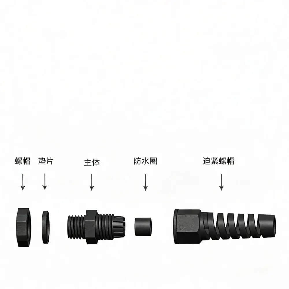 Industrial Nylon Cable Gland Anti Bending Spiral Connector Waterproof Cord Protection Fitting For Electrical Panel Wiring