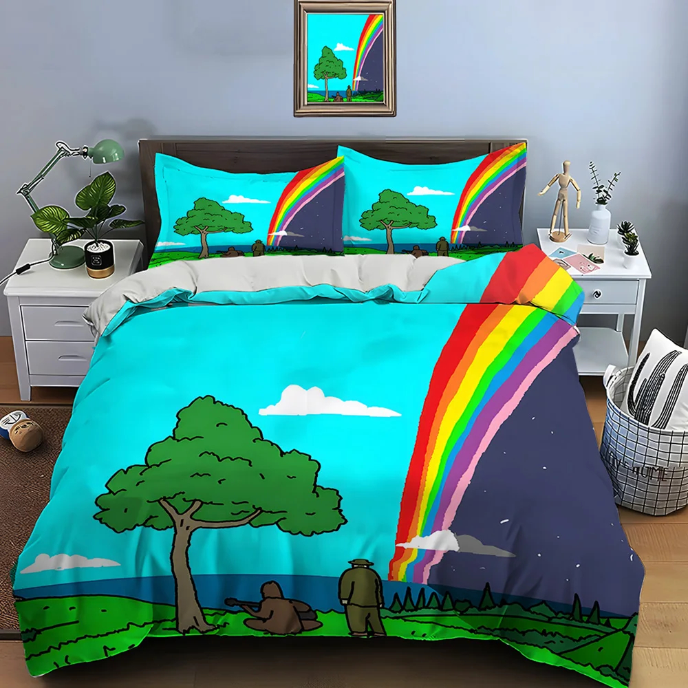 Bigfoot a funny cartoon pattern Bedding Set for Kids Luxury Gift 3pcs Digital Print Comforter Set Soft Comfortable Breathable