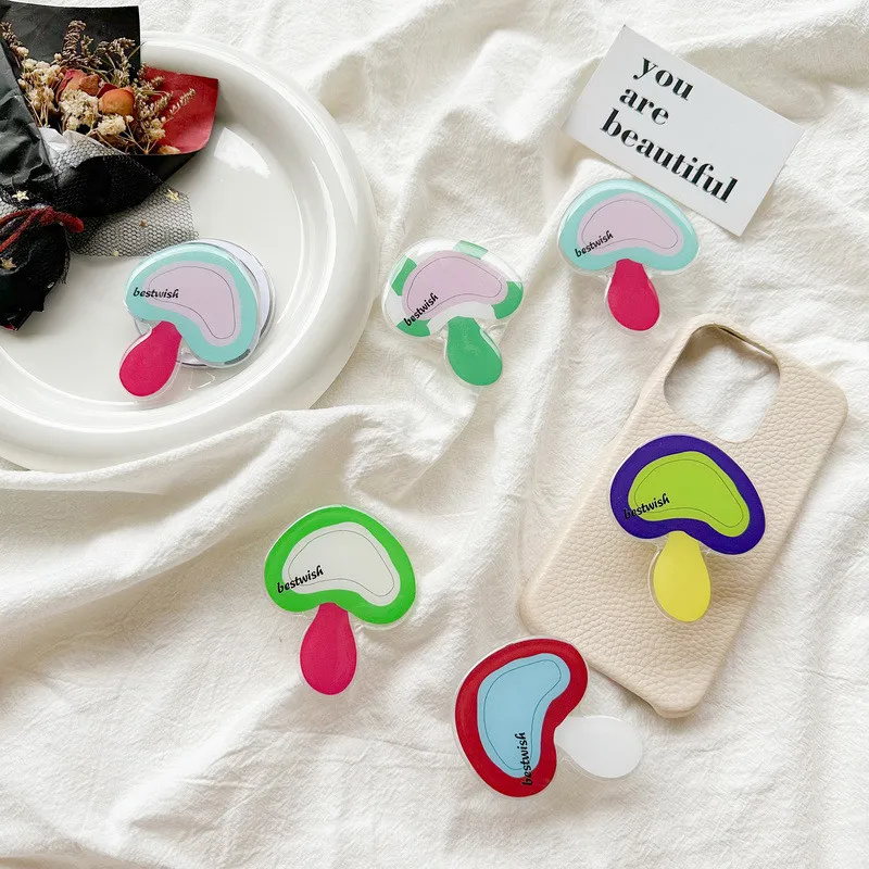 

Держатель для мобильного телефона с рисунком гриба, подставка для мобильного телефона, корейский кронштейн, ручка для IPhone 14, 15, Samsung Huawei, складной Hoder