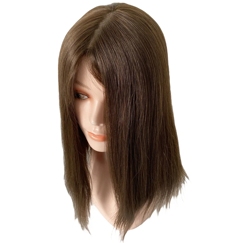 

14 inches Vietnamese Virgin #4 Kosher Wigs 130% Density Bob Style 4x4 Silk Top Jewish Glueless Wig for White Woman