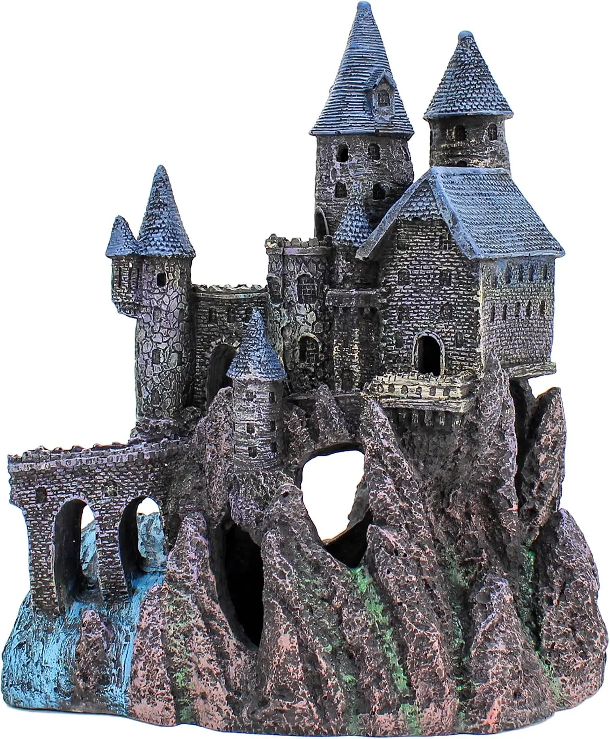 Deco-Replicas Age-of-Magic Wizard's Castle Part B Aquarium Decoration - Durable Hand-Painted Resin with Swim Holes & Hideouts