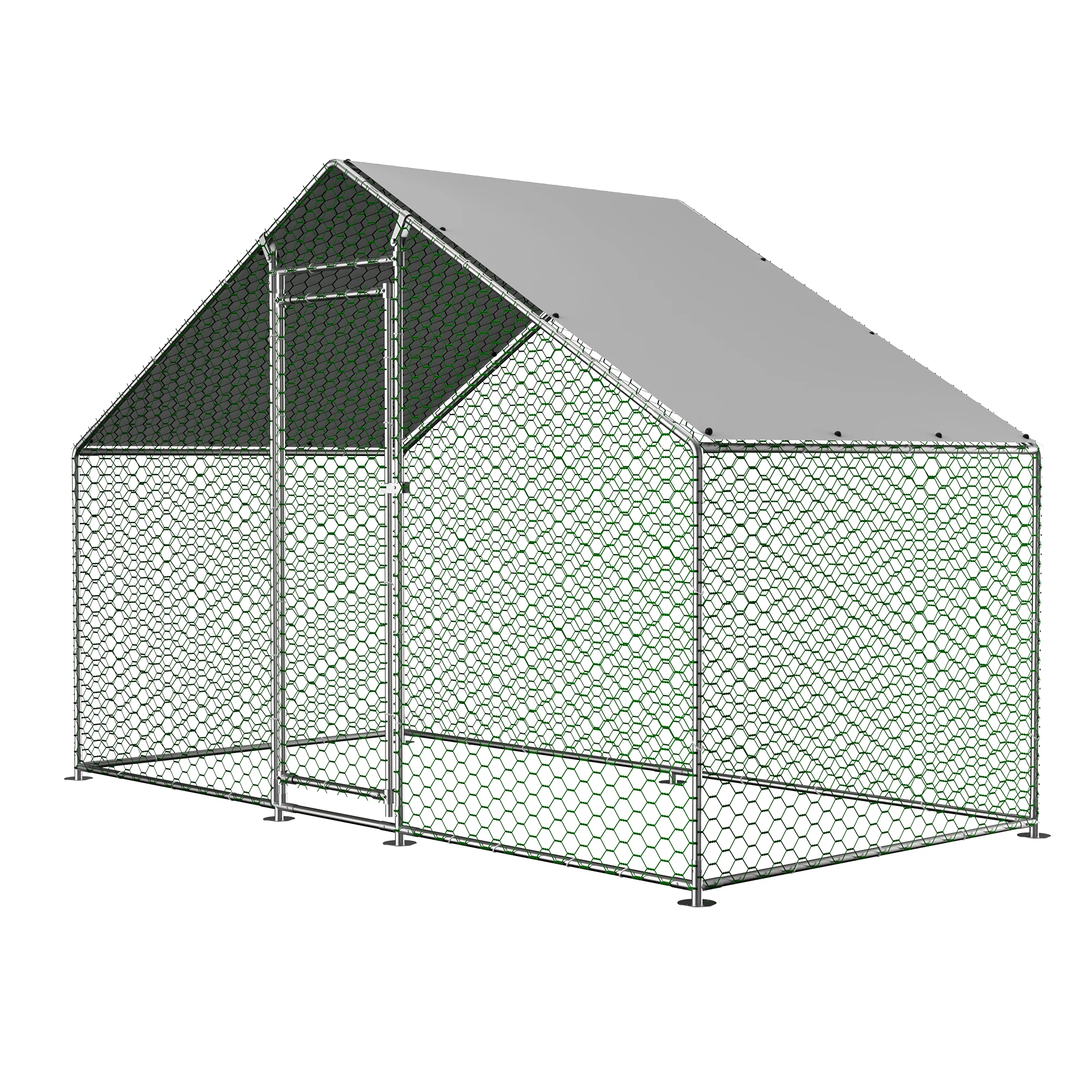 Hühnerstall Freilaufgehege 3x1,5x2m mit Sicherheitsschloss und wasserdichtem PE-Tuch,