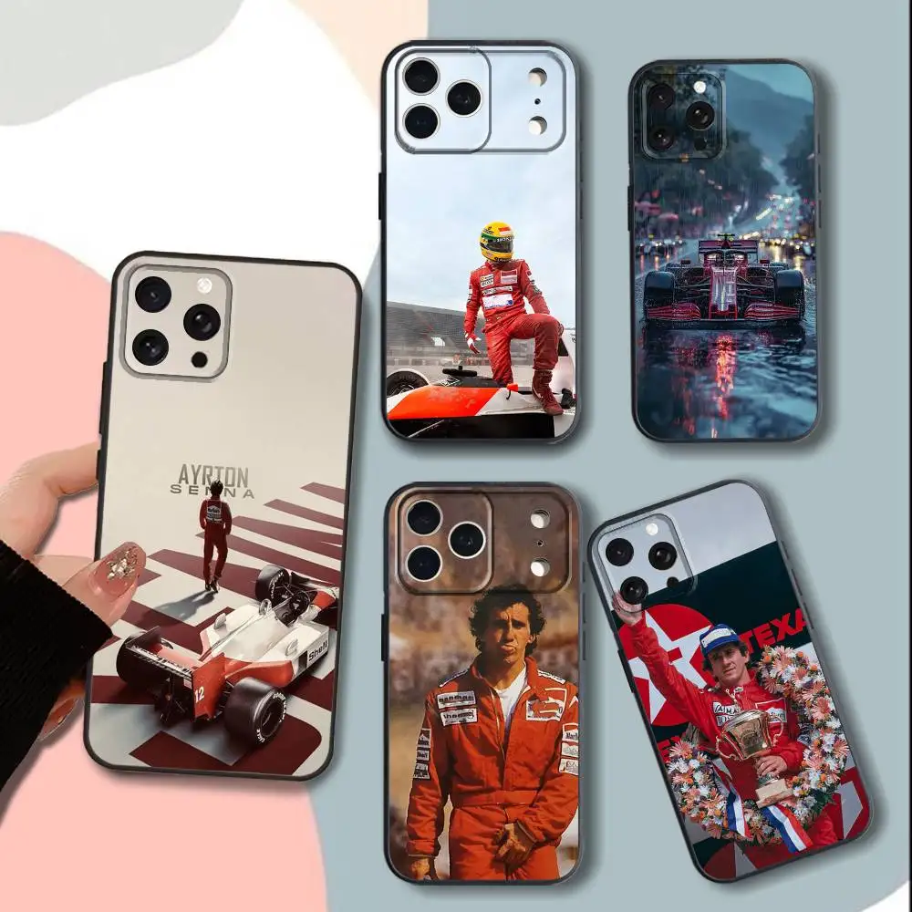 

R-racing driver A-Ayrtons Senna Phone Case For iPhone15,13,16,12,11,17,14,Plus,Pro,Max,XS,XR,X,SE,Mini,Soft Silicone Black Cover