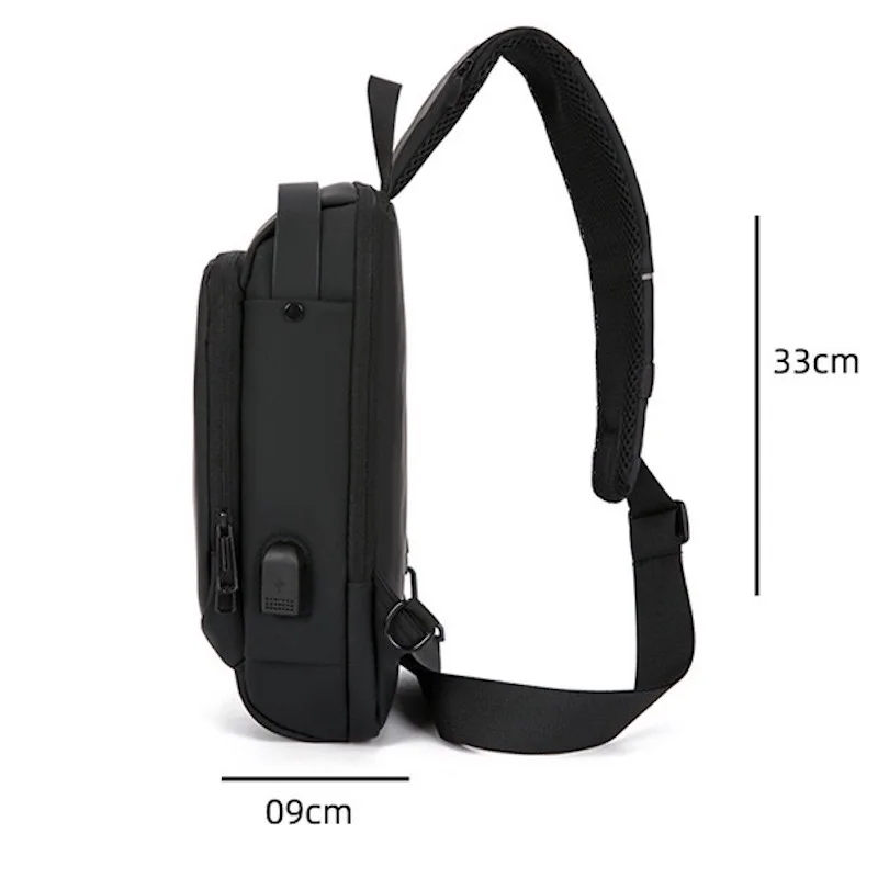 Sac de poitrine antivol pour homme avec chargement USB, sac à dos à bandoulière pour court voyage, sacoche de sport