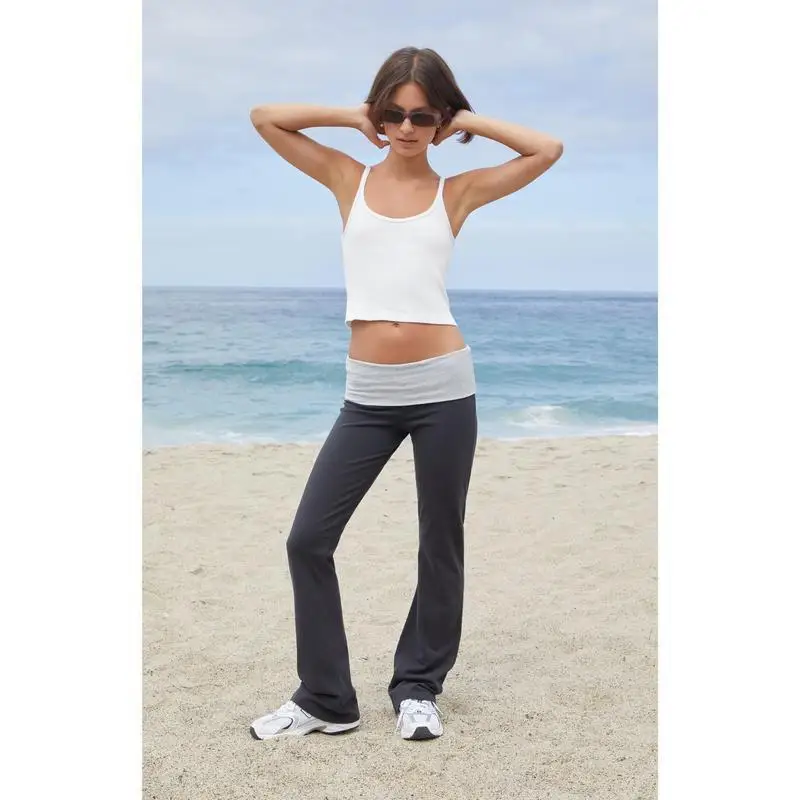 

Color Block Flared Pants Unisex Casual Trousers Collision Color Micro Flare Sweatpants Neutral Style Other Material 100%