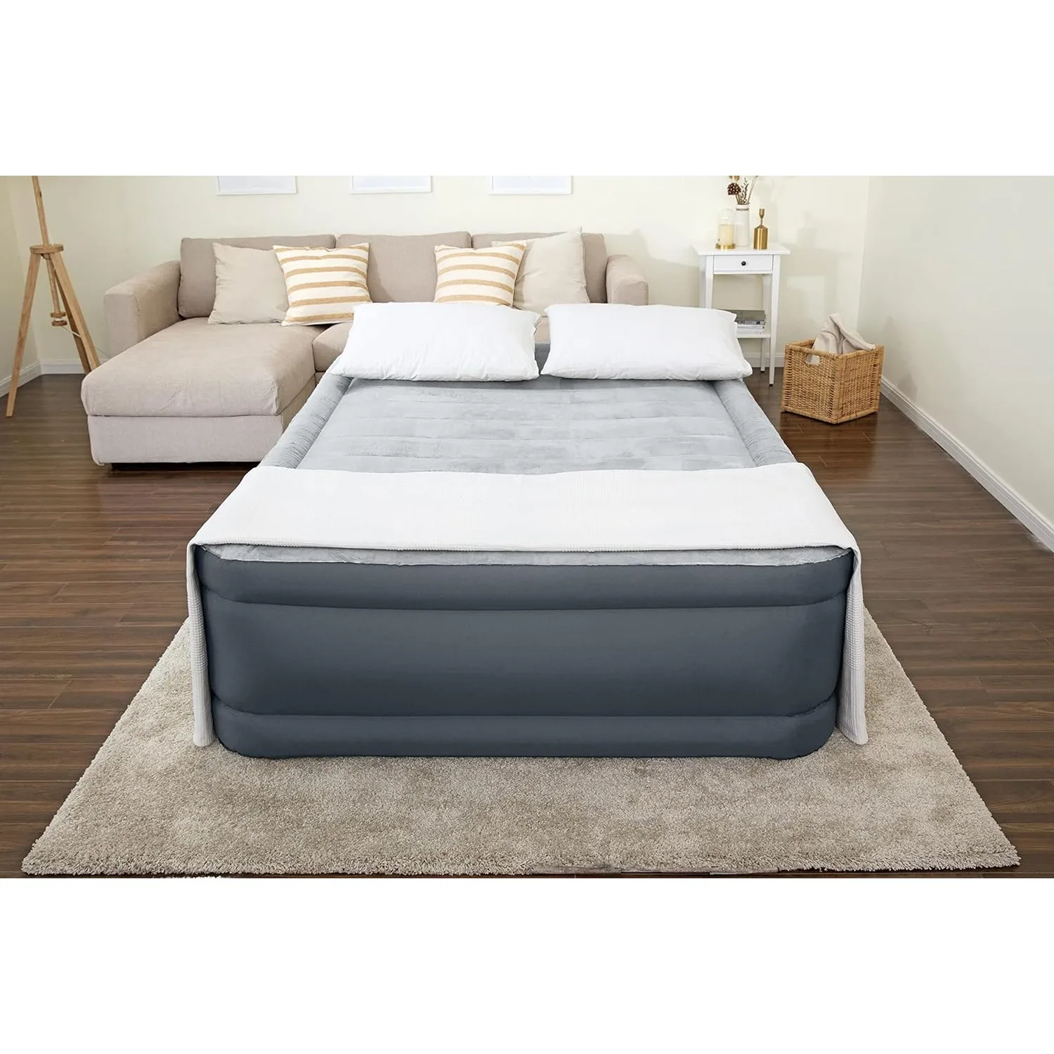 

Queen Air Mattress | Supersoft Snugable Top, Extra Durable Tough Guard with Built-in Pillow | Raised 22" Airbed