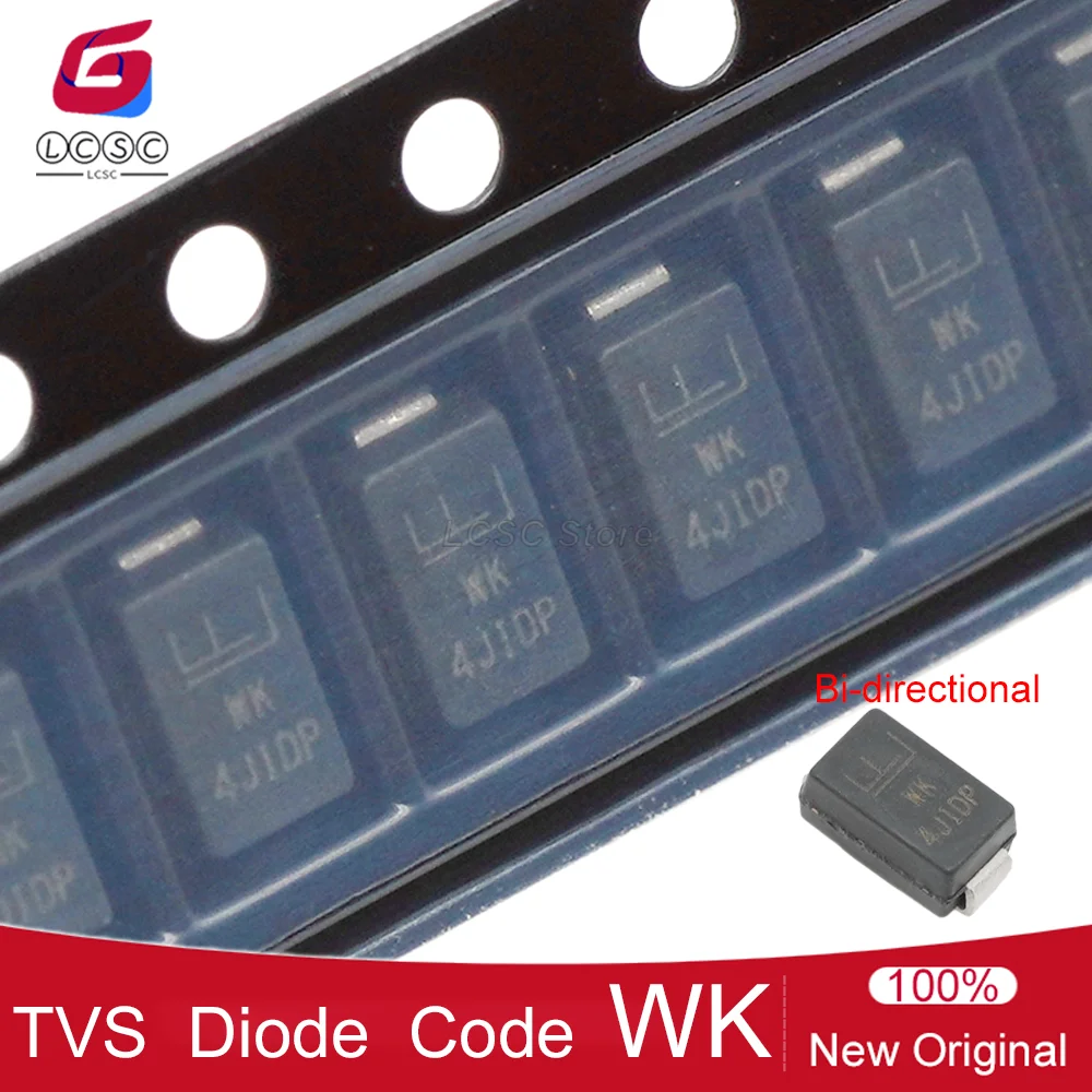 

50Pcs/Lot Original SMAJ6.5CA Tvs Diode 6.5V 35.7A 400W ESD Transient Voltage Suppression Diodes DO-214AC SMA Code Mark WK