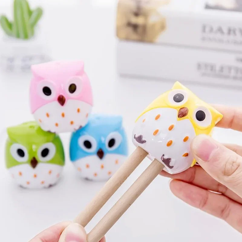 1Pcs Double Hole Pencil Sharpener Creative Transparent Pen Knife Kawaii Owl Kid Student Cutting Stationery School Supplies