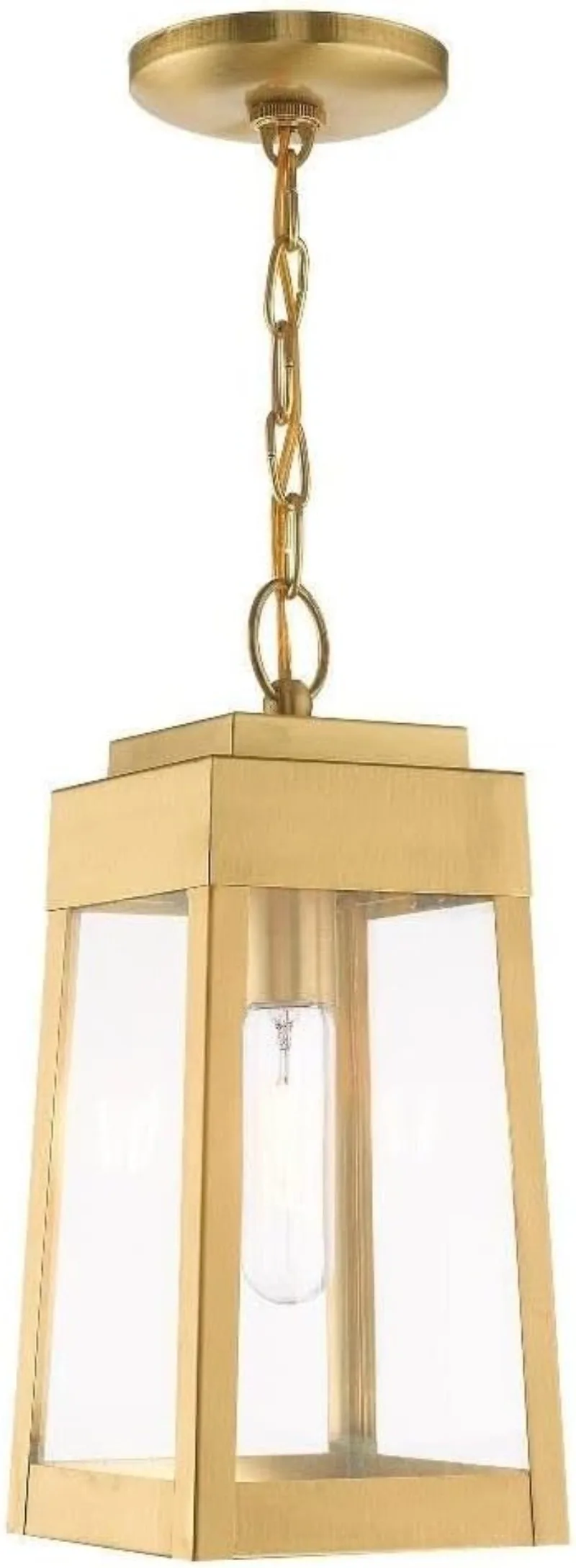 

20854-12 Осло — один легкий уличный подвесной фонарь, атласная латунь с прозрачным стеклом