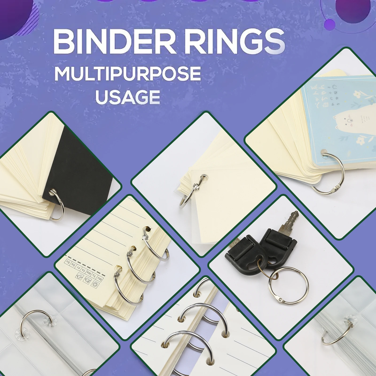 1 Inch Loose Leaf Binder Rings (50 PCS), Nickel Plated Steel Book Rings for Home, School or Office Use, Index Card Rings