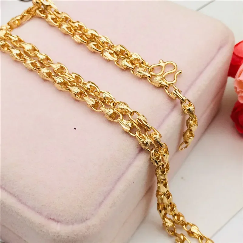 9999 24K real gold women's necklace Luxury pendant Linglong necklace Fashion small and exquisite women's neck chain