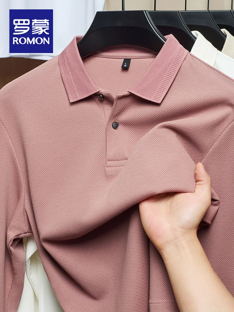 

Мужская повседневная свободная футболка с длинным рукавом, модная деловая повседневная футболка с отложным воротником для осени и весны