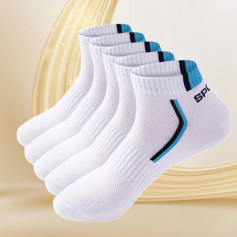 5 Pairs 2024 Fashion Breathable Boat Socks Comfortable Casual Socks Male White Hot Sale Summer Cotton Man Short Socks