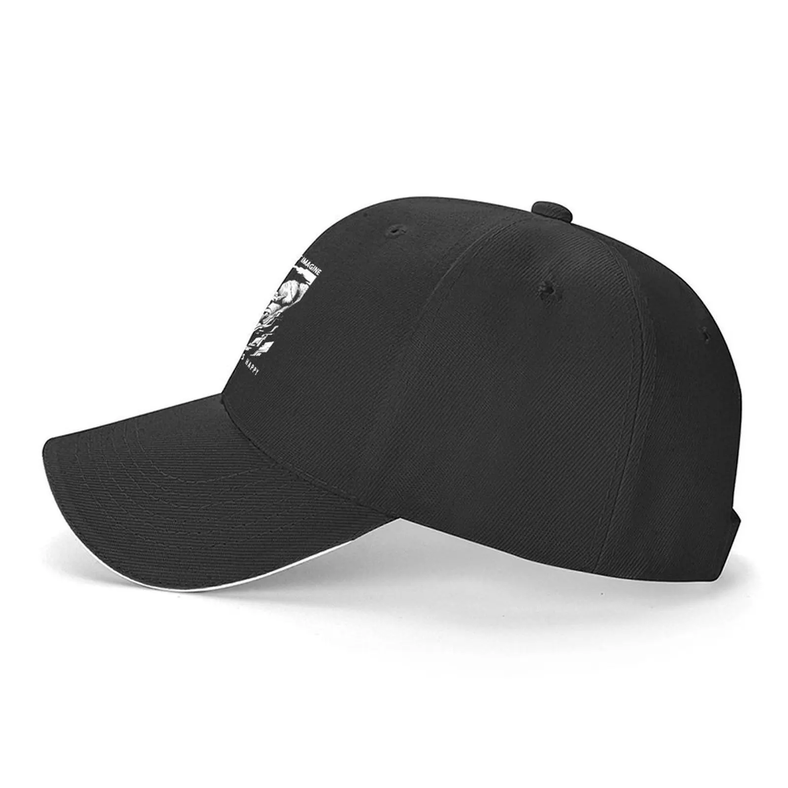 يجب أن يخيل أحد قبعة بيسبول سيسيفس سعيدة (حبر أبيض). | -F- |   Sunhat خمر قبعة امرأة فاخرة قبعات للحماية من الشمس للنساء والرجال