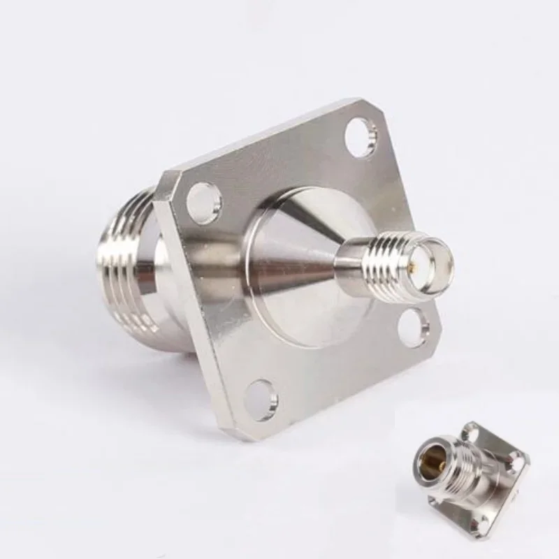 1pcs/lot  N Type Female Jack To SMA Female 4 Holes Flange Connector with O-ring Washer Flange Water Proof Panel Mount Brass