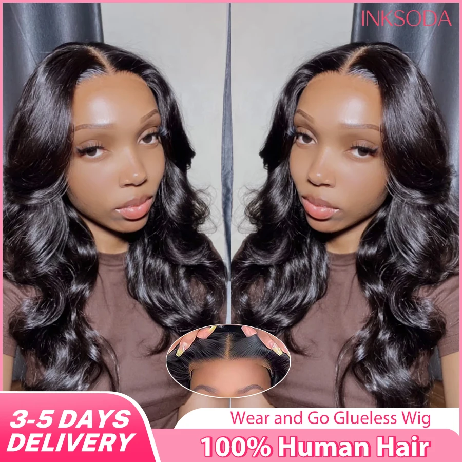 Glueless Dell'onda Del Corpo 5x5 HD Anteriore Del Merletto Parrucche Dei Capelli Umani Pre Pizzicate 220 Densità Parrucche Brasiliane di Chiusura Dei Capelli Umani Per Le Donne