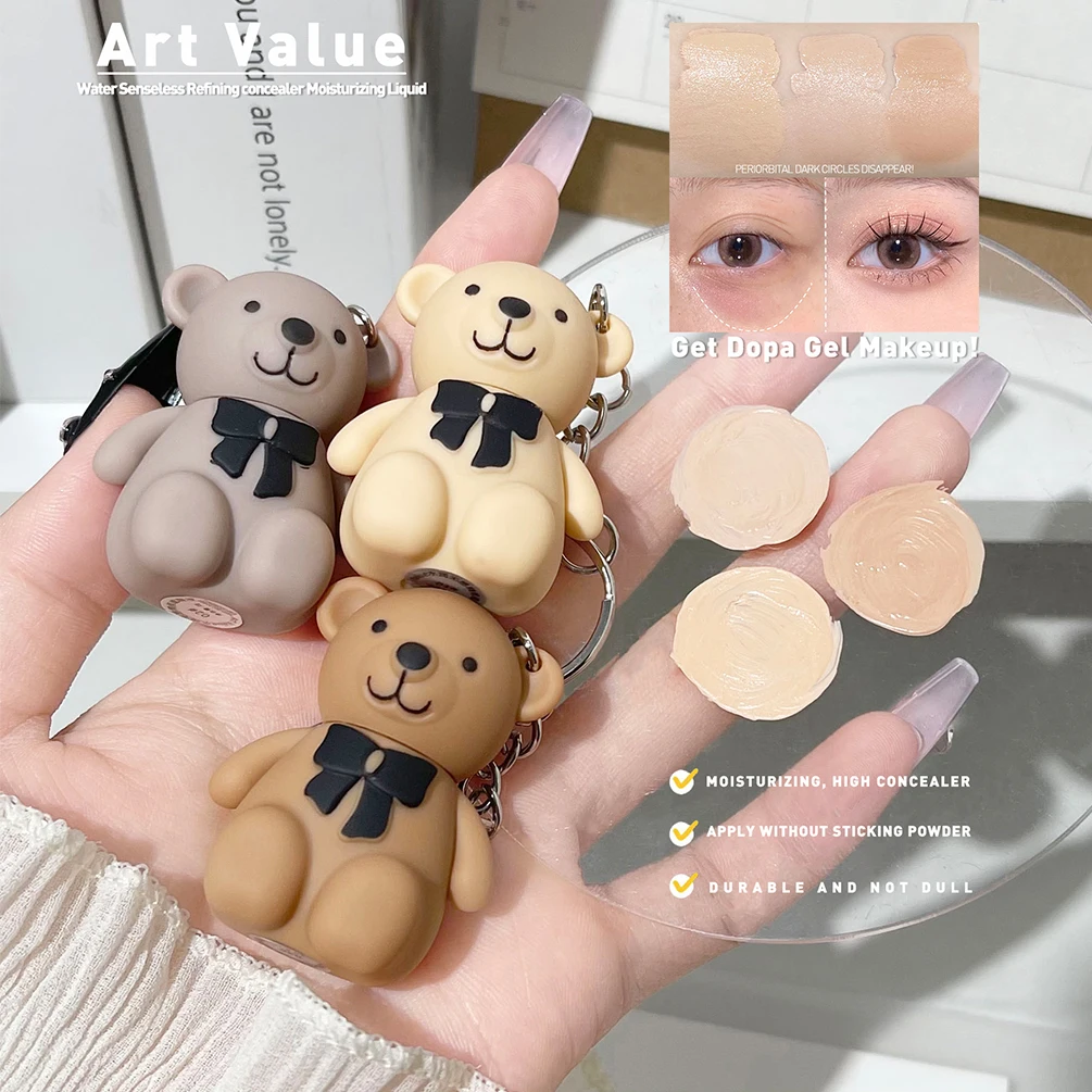 Cute Bear Face Makeup Concealer Stick Moisturizing Liquid Contouring Foundation Waterproof Full Cover Acne Dark Circles Cream