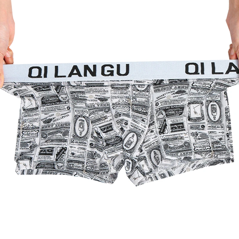 8pcs/set Men\'s Underwear Ice Silk Four Cornered Shorts Youth Mid Rise Breathable Men Underpants New Style Fashion Men Boxer