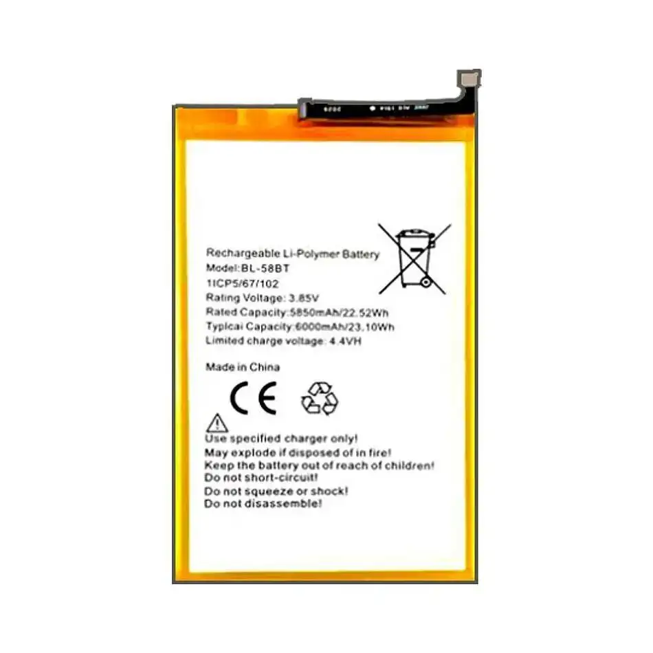 بطارية الهاتف المحمول BL-58BT 6000Mah لـ Tecno LC7 Spark 6 Air KE6 Pouvoir 4 Pro Power 2 LC8 Pova LD7