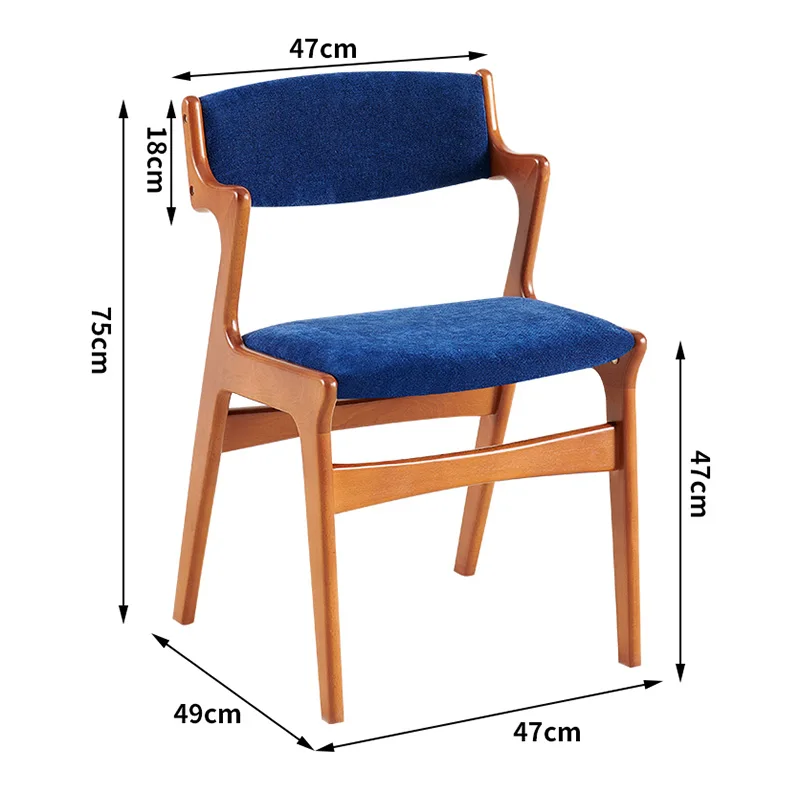 Stijlvolle duurzame eetkamerstoel van chenillestof met massief houten frame Comfortabele moderne café-restauranttafelstoelen Zachte keukenstoel