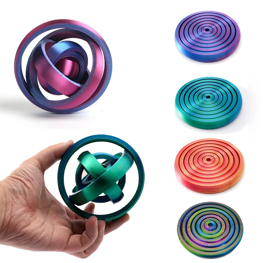 

3D-печатная вращающаяся игрушка-шар O-образной формы, универсальный гироскоп для пальцев, гравитационный вращающийся гироскоп, игрушка для снятия тревоги и стресса, декомпрессионная игрушка