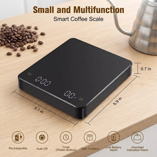 USB Digital Coffee Scale Rechargeable LED Screen 0.1g High Accuracy Kitchen Espresso Brewing Measuring Timer Scale - View 1 USB Digital Coffee Scale Rechargeable LED Screen 0.1g High Accuracy Kitchen Espresso Brewing Measuring Timer Scale - View 1