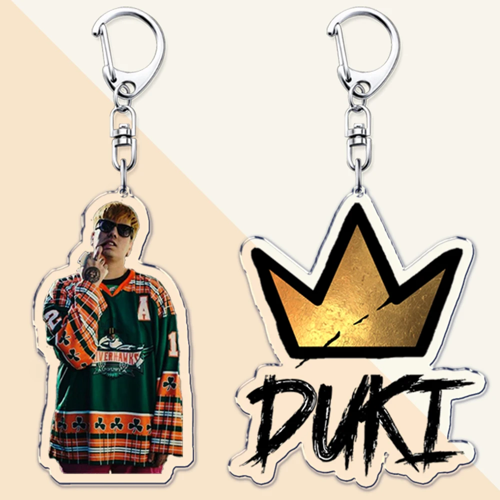 Popular Rap Singer Duki Keychains for Accessories Bag Bzrp Trap Music Pendant Gaming Keyring Jewelry Rockstar Fans Lovers Gifts