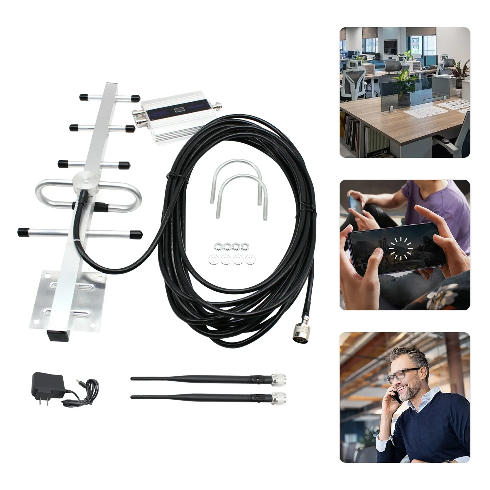 2G 3G 4G Mobile Cell Phone Signal Booster Amplifier Repeater GSM 900MHz Yagi kit Wall-mounted, Bracket Fixing