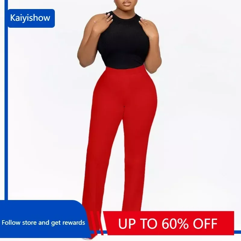 

Women Elegant High Waist Pants Back Zipper Up Elastic Slim Classy Modest Bottoms Trousers African Summer Spring Fashion 2024 New