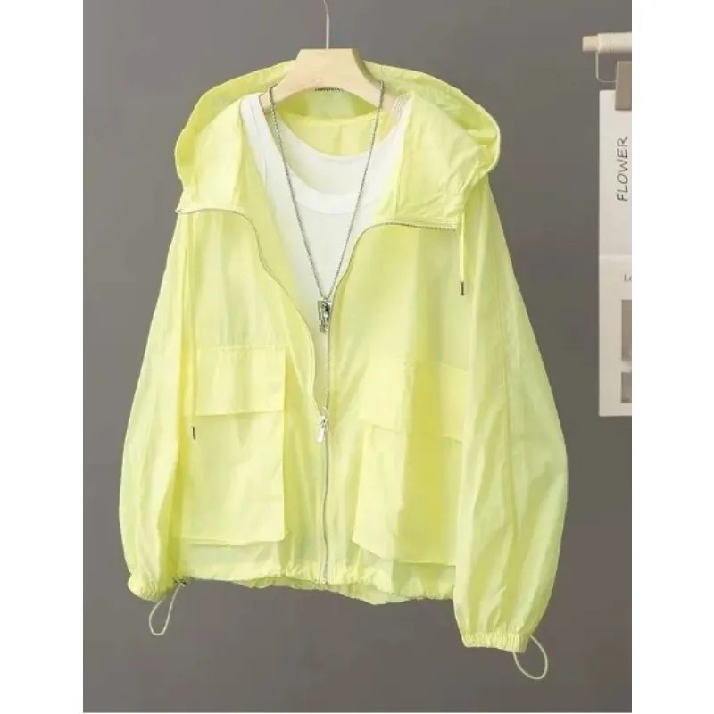 

Стильная, тонкая и свободная солнцезащитная одежда большого размера, с длинными рукавами, с капюшоном, легкая и повседневная женская одежда для активного отдыха