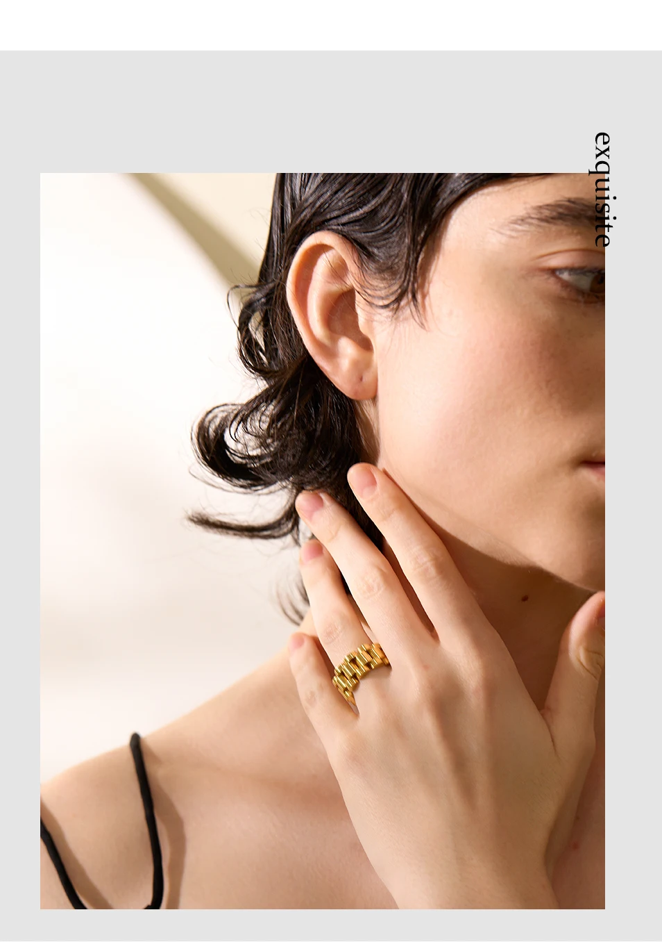 Yhpup Neuer wasserdichter Edelstahl-Ketten-Fingerring, personalisierte Metallstruktur, rostfrei, Charm, Modeschmuck für Frauen – Detail 4
