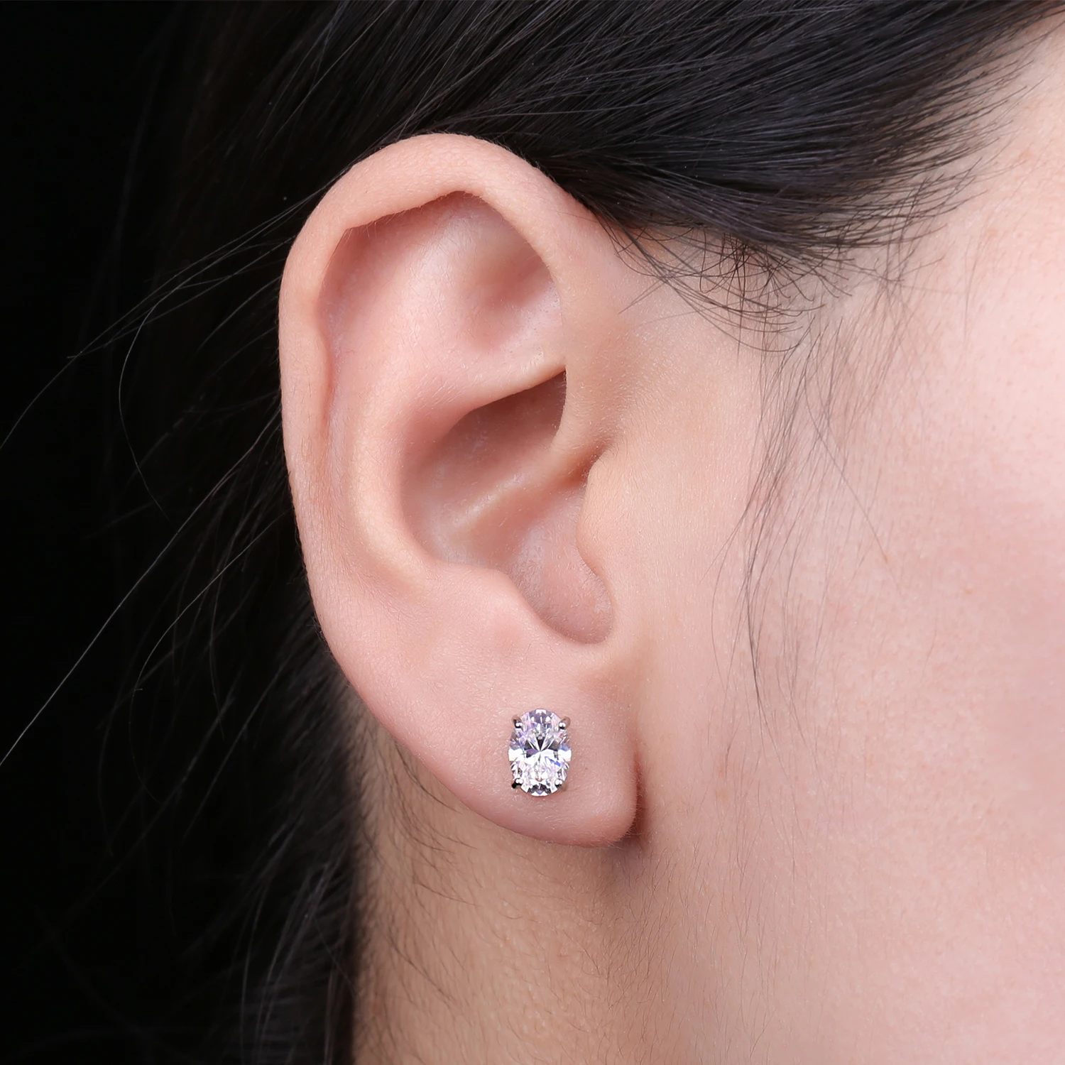 JewelryPalace Moissanite D Color Total 2ct Oval 925 Sterling Silver Stud Earrings for Woman Fine Jewelry Yellow Rose Gold Plated
