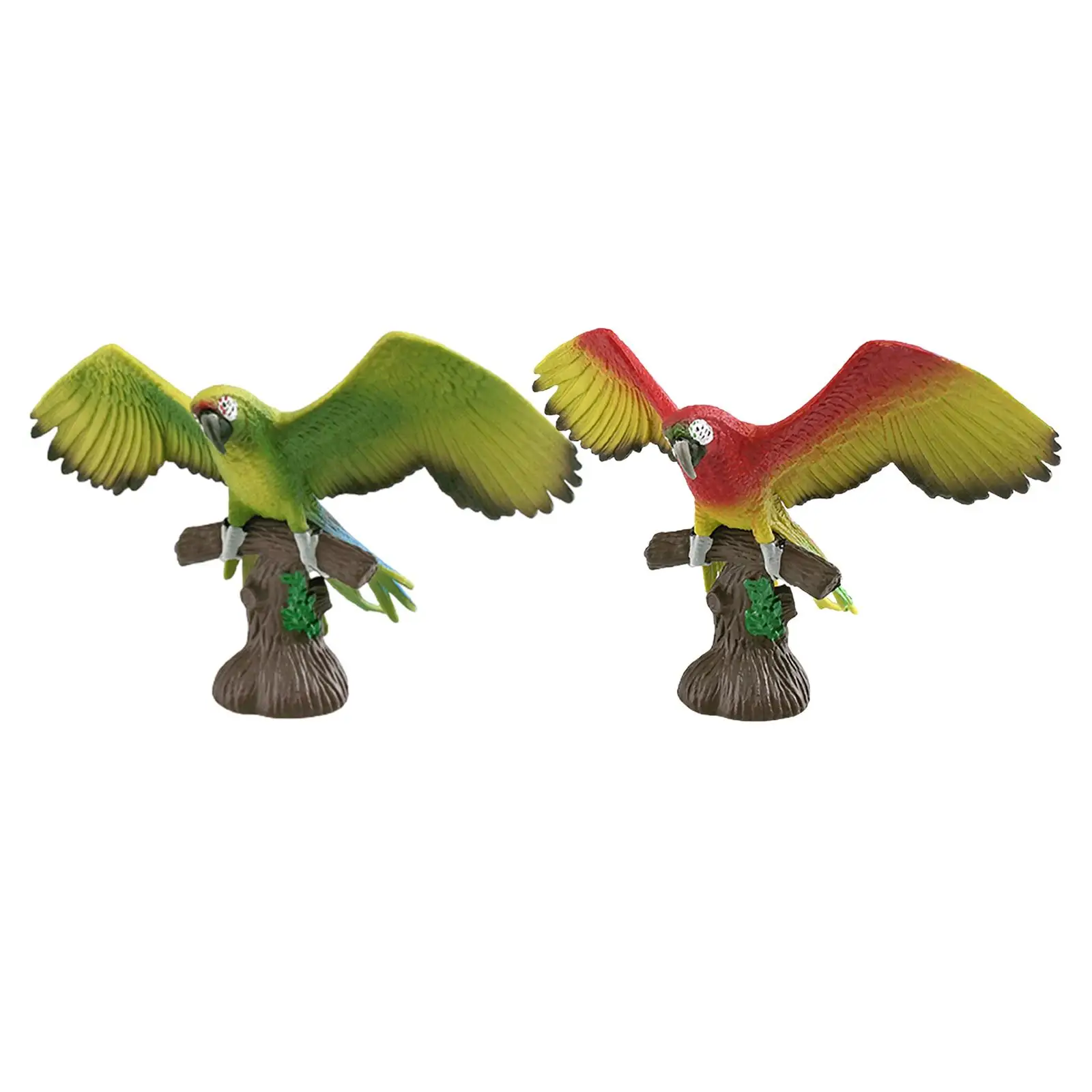 Parrot Figurines Bird Playset Parrot on Branch Model, Miniature Macaw Ornament for Desktop Decor Birthday Gifts