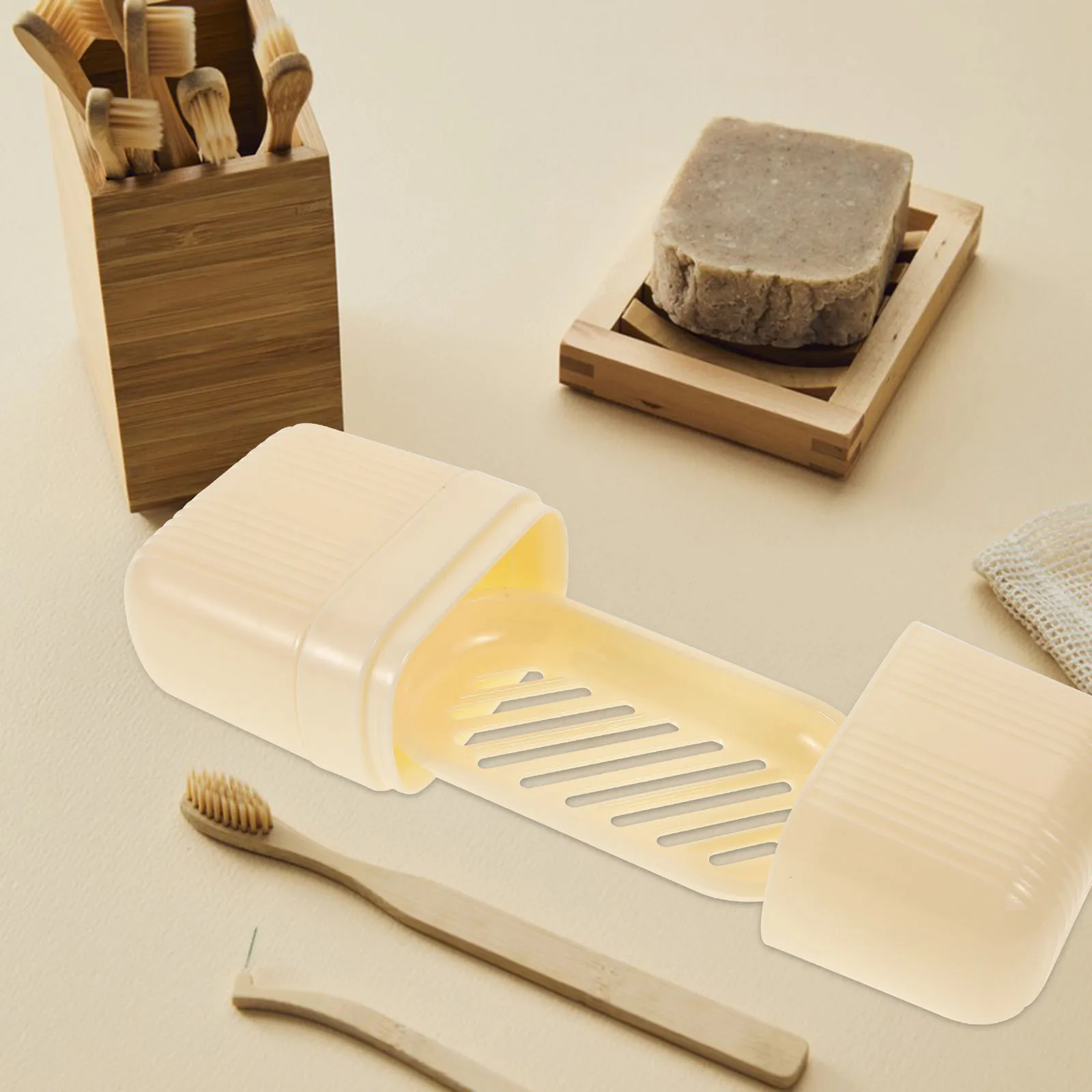 

2pcs Wash Cup Combination Travel Toothbrush Holder Soap Case Bathroom ganizer Safe PP Material Storage Container