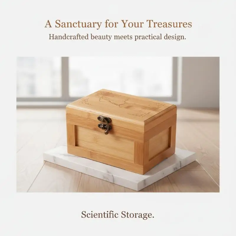 Schmuckkästchen aus Bambus, Schmuckaufbewahrungsbox aus Holz, elegante Geschenkbox für Ohrringe, Ringe, Halsketten und die tägliche Schmucksammlung. – Detail 4