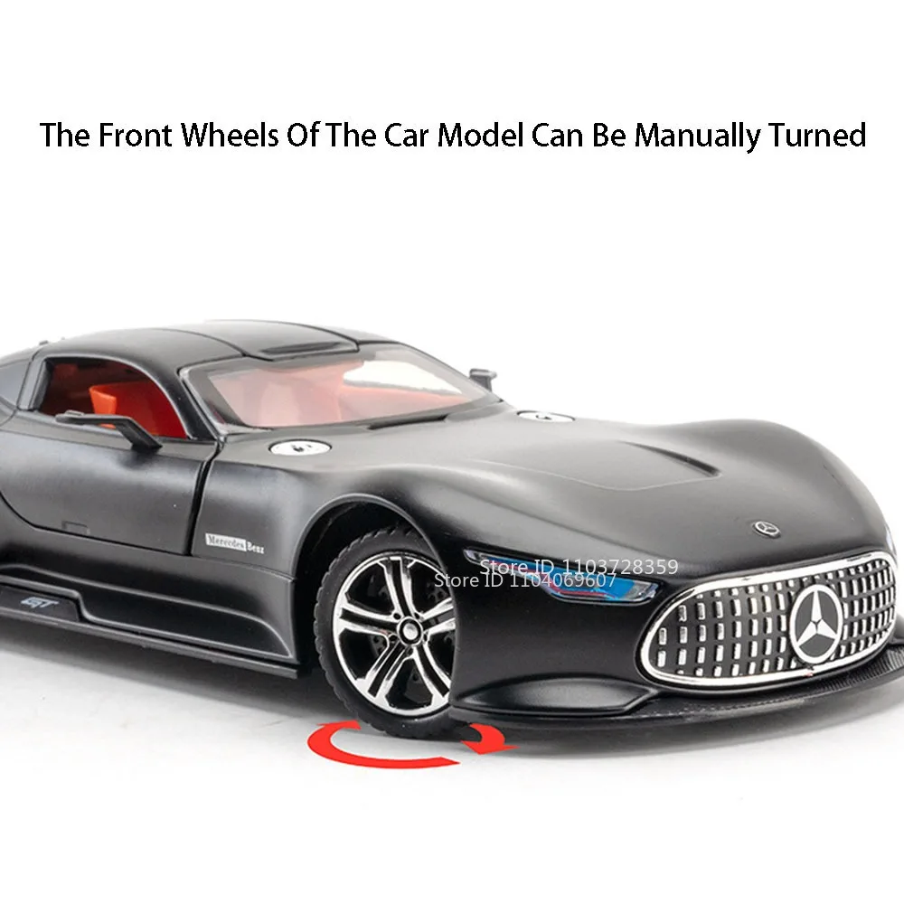 Coche deportivo VISION GT a escala 1:24, modelo de juguete, aleación fundida a presión, miniatura, un supercoche, puertas con luz de sonido, espalda abierta para adultos