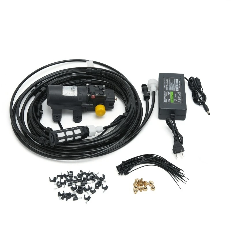 12V 6-18m low pressure atomizing irrigation spray system, fog garden atomizer, sir garden water spray cooling system