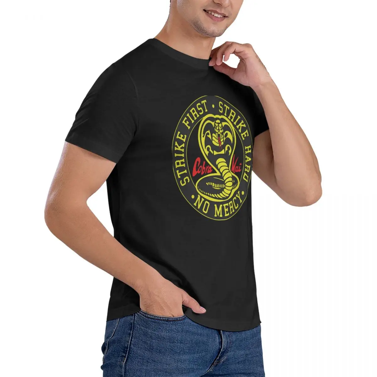 Icon T Shirts Men 100% Cotton Vintage T-Shirts Crew Neck Cobra Kai Tees Short Sleeve Clothes Summer