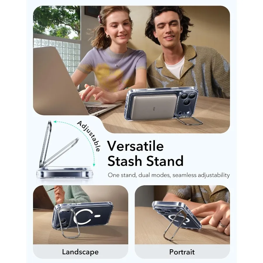 Per iPhone 17 Pro Custodia con supporto Stash Cover di controllo fotocamera compatibile con MagSafe Protezione anticaduta di livello militare magnetica