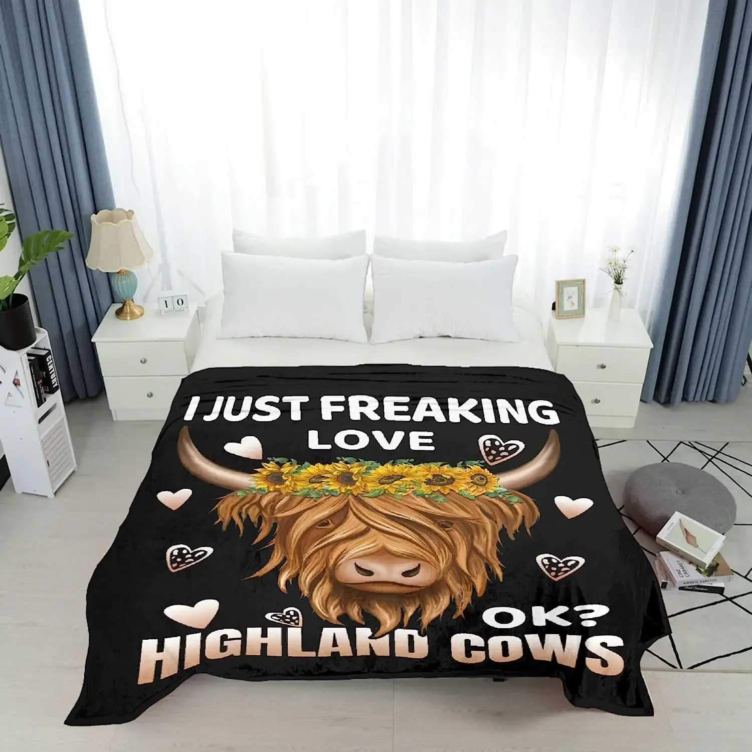 I Just Freaking Love Highland Cows Ok Throw Blankets Cozy Lightweight Plush Animal Throw Decorative Quilts Throws for