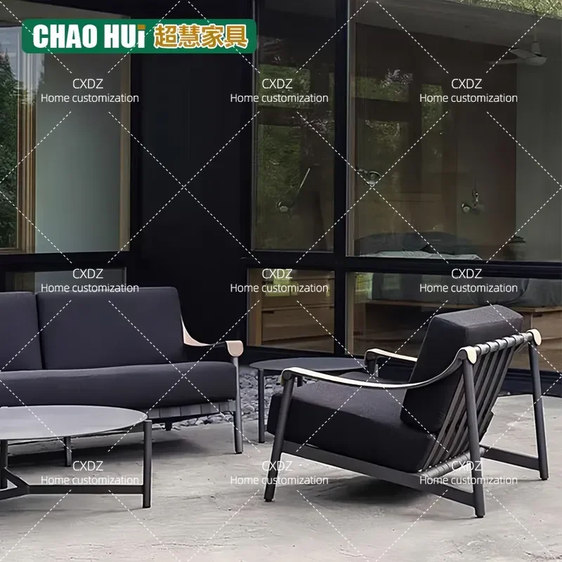 Outdoor Aluminum Alloy Sofa Set Weatherproof Garden Villa Terrace Nordic Style Leisure Furniture Combination for Courtyard