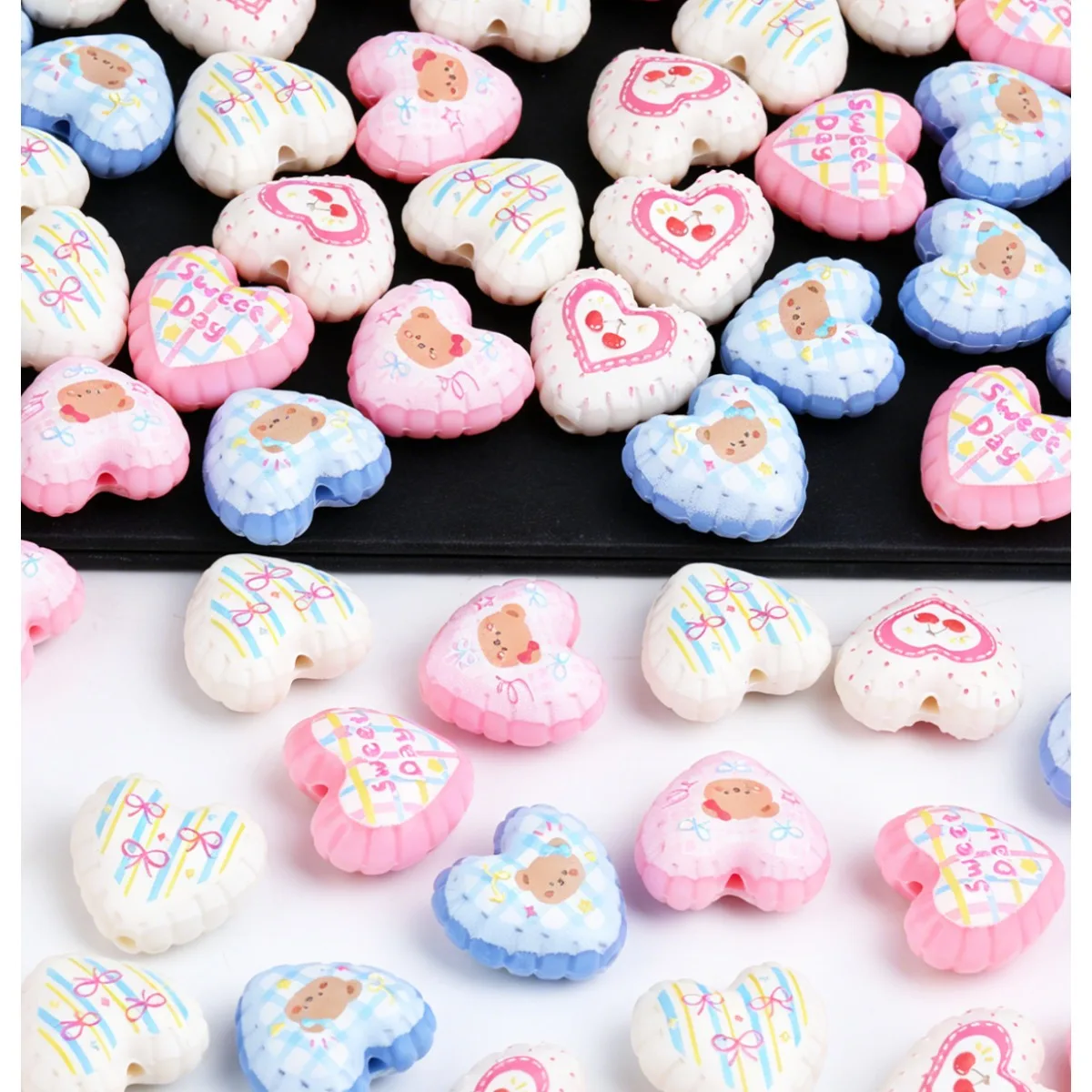 10/20pcs Random Color 19*20mm Acrylic Heart Beads for DIY Jewelry Making, Unique Heart-shape Acrylic, Creating Your Own Original