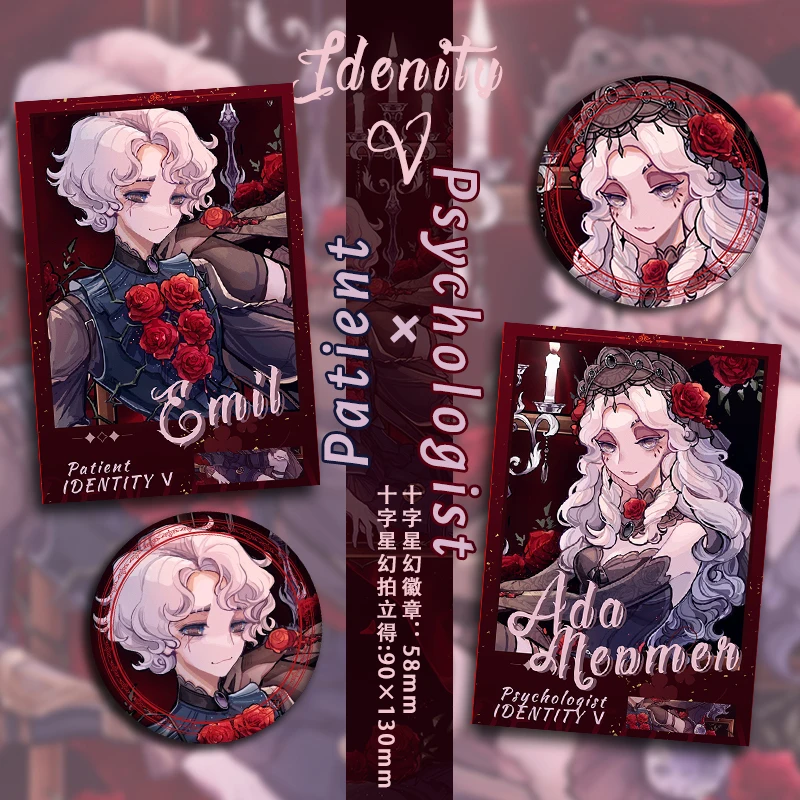 Identity V Anime Emil Patient Ada Mesmer Student Laser Ticket Stub Card Postcard Backpack Bag Button Clothes Badge Pin Brooch