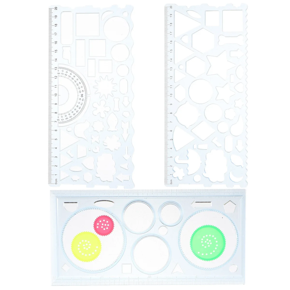 3pcs Geometric Drawing Tool Creative Stationery Ruler For Kids Learning Art Craft Kit Random Color Template Stencil Student