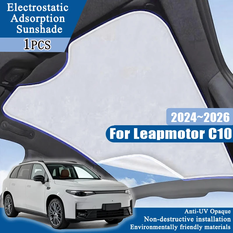 

1x наклейка на люк на крыше для Leapmotor C10 2025, аксессуары 2024 2026, автомобильная электростатическая адсорбция, затенение в świetlik, силиконовый солнцезащитный козырек