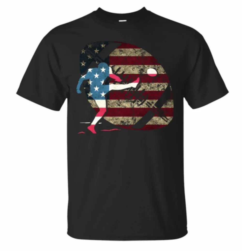 Vintage America Flag Football Kicker T-Shirt Summer Cotton Short Sleeve O-Neck Mens T Shirt New S-3XL