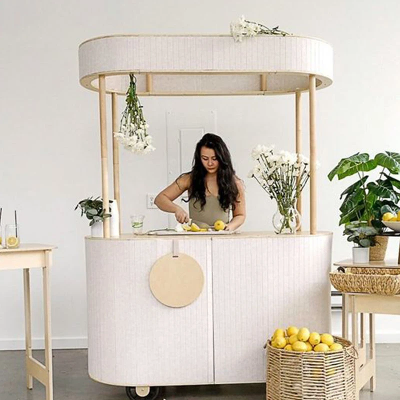 #Multifunctional Street Food Stall Movable Service Display Cart Portable Wedding Beverage Dessert Vending Trolley