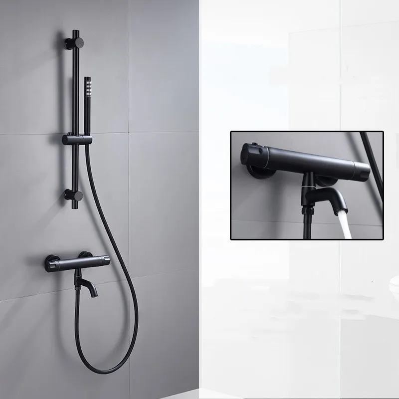 Black Chrome Thermostatic Shower Faucets Valve Accessories Brass Bathroom Thermostat Mixer Tap Hot Cold Bathtub Mixing Valve