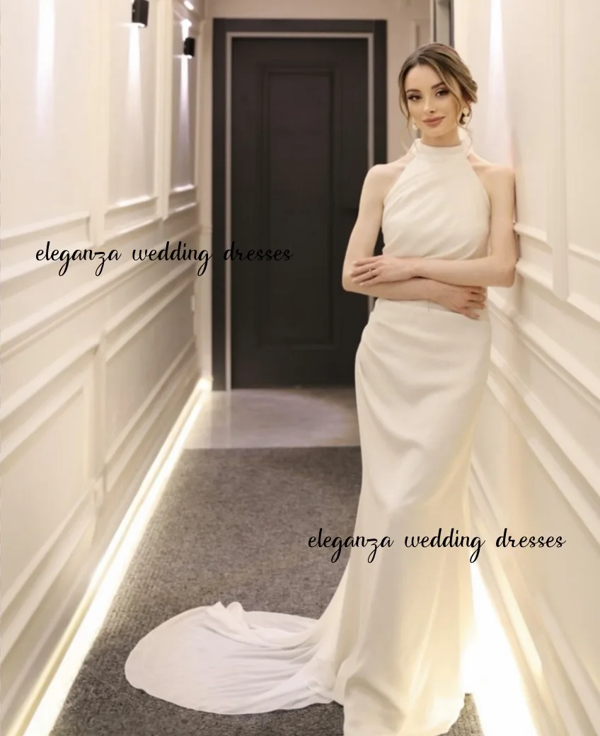 

Customzie Beautiful and noble wedding dress, high-neck bow, sleeveless satin mermaid Lady Wedding party dress vestidos de novia